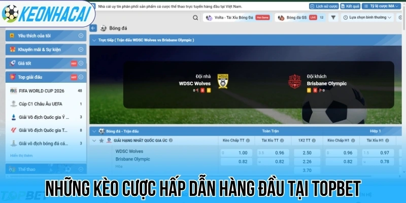 Những kèo cược hấp dẫn hàng đầu tại Topbet