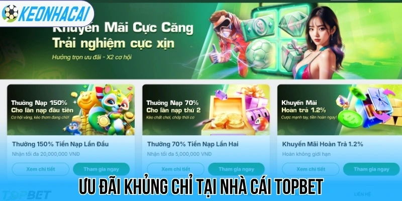 Ưu đãi khủng chỉ tại nhà cái Topbet