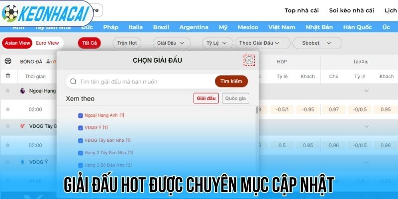 Giải đấu hot được chuyên mục cập nhật